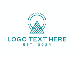 Trekking - Blue Geometric Mountain logo design
