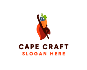Cape - Flying Superhero Grocery logo design