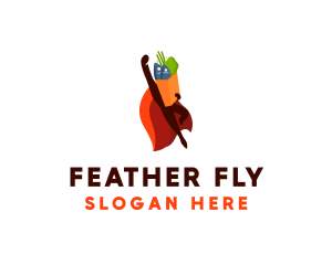 Flying Superhero Grocery  logo design