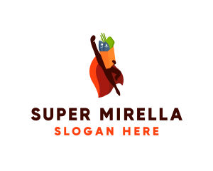 Flying Superhero Grocery  logo design
