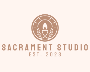 Sacrament Candle Laurel logo design