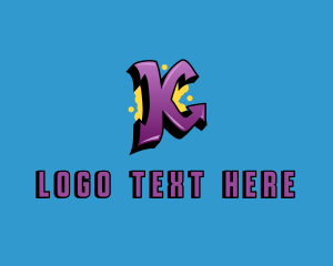 Hip Hop Label - Purple Graffiti Letter K logo design