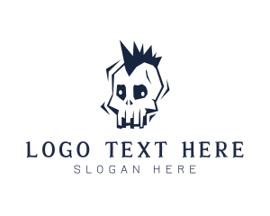 Stylized - Mohawk Halloween Skull logo design