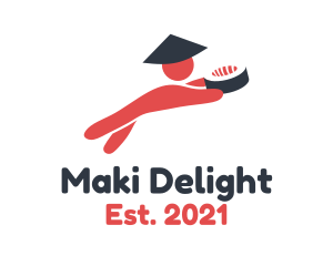 Maki - Flying Sushi Man logo design