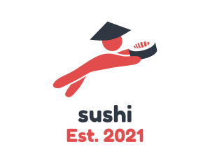 Flying Sushi Man logo design