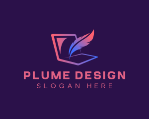 Plume - Laptop Quill Blog logo design