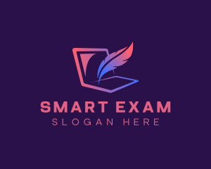 Exam - Laptop Quill Blog logo design