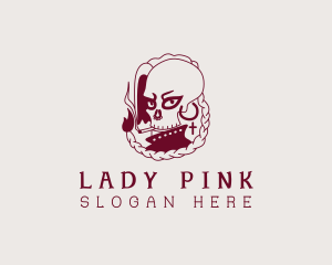 Skull Punk Rocker Lady logo design