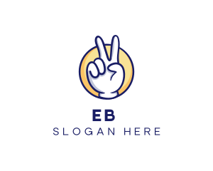 Cartoon Hand Peace Sign Logo