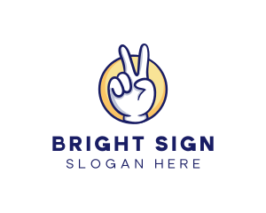 Sign - Cartoon Hand Peace Sign logo design