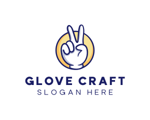 Gloves - Cartoon Hand Peace Sign logo design