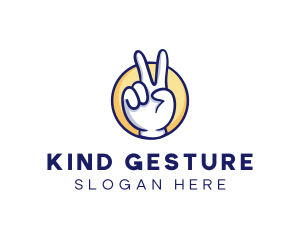 Gesture - Cartoon Hand Peace Sign logo design