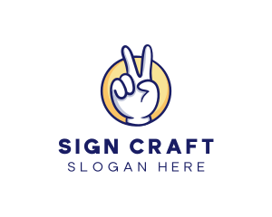 Sign - Cartoon Hand Peace Sign logo design