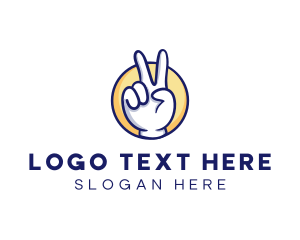 Language - Cartoon Hand Peace Sign logo design