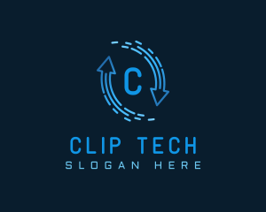 Gradient Tech Loop Arrow logo design