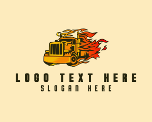 Truck - Fast Flaming Cargo Truck logo design