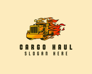 Fast Flaming Cargo Truck  logo design