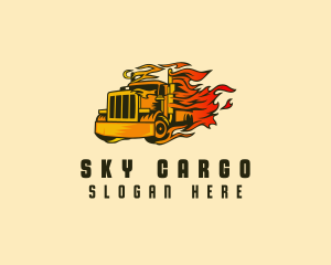 Fast Flaming Cargo Truck  logo design