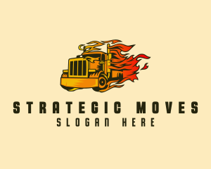 Fast Flaming Cargo Truck  logo design