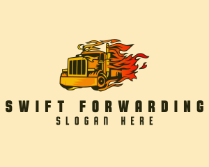 Fast Flaming Cargo Truck  logo design