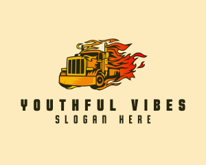 Neon - Fast Flaming Cargo Truck logo design