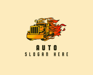 Shipping - Fast Flaming Cargo Truck logo design