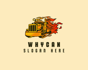 Trucking - Fast Flaming Cargo Truck logo design