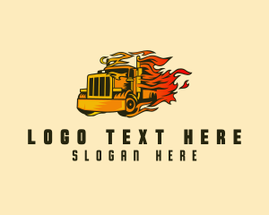 Fast Flaming Cargo Truck  Logo