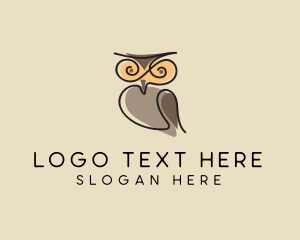 Wisdom - Swirly Doodle Owl logo design