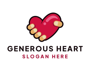 Valentine Heart Hand logo design