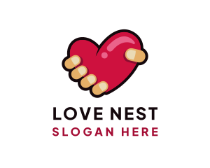 Valentine Heart Hand logo design