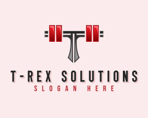 Fitness Barbell Letter T logo design