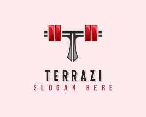 Fitness Barbell Letter T logo design