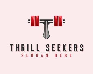 Fitness Barbell Letter T logo design