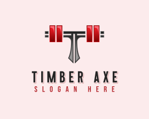 Fitness Barbell Letter T logo design