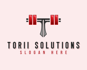 Fitness Barbell Letter T logo design