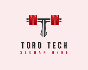 Fitness Barbell Letter T logo design