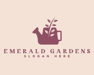 Garden Leaf Watering Can logo design