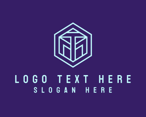 Letter Ah - Hexagonal Minimalist Tech logo design