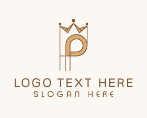 Kingdom - Brown Royal Crown Letter P logo design