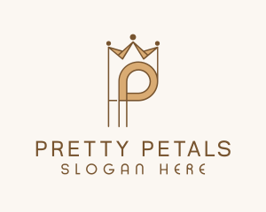 Brown Royal Crown Letter P logo design