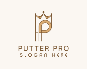 Brown Royal Crown Letter P logo design