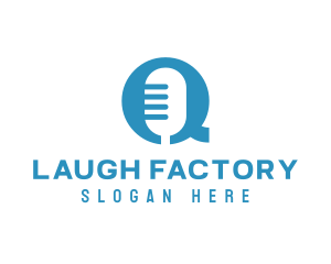 Comedy - Microphone Letter Q logo design