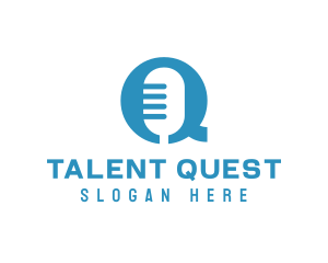 Interview - Microphone Letter Q logo design