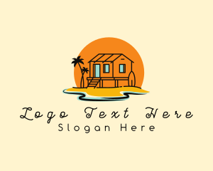 Tropical - Sunset Beach Cottage logo design