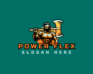 Muscles - Strong Warrior Axe logo design