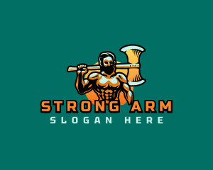 Strong Titan Warrior Axe logo design