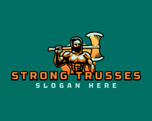 Strong Titan Warrior Axe logo design