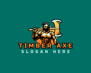 Strong Titan Warrior Axe logo design