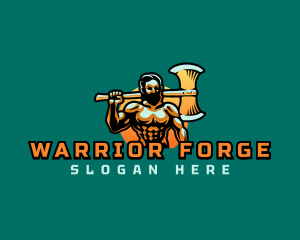 Battle - Strong Warrior Axe logo design